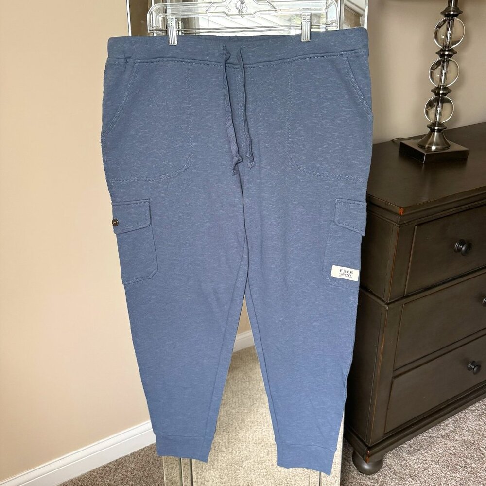 Frye & Co Cargo Comfy Joggers Pull-On Pant sweatpants Blue Lounge Streetwear XL